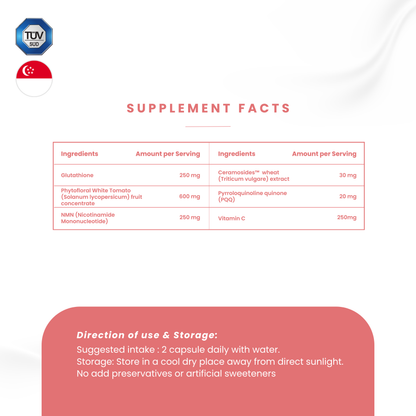 Skin Elixir™ White Tomato (PhytoflORAL®) + NMN - ⁠⁠Formulated in collaboration with Researchers from NUS