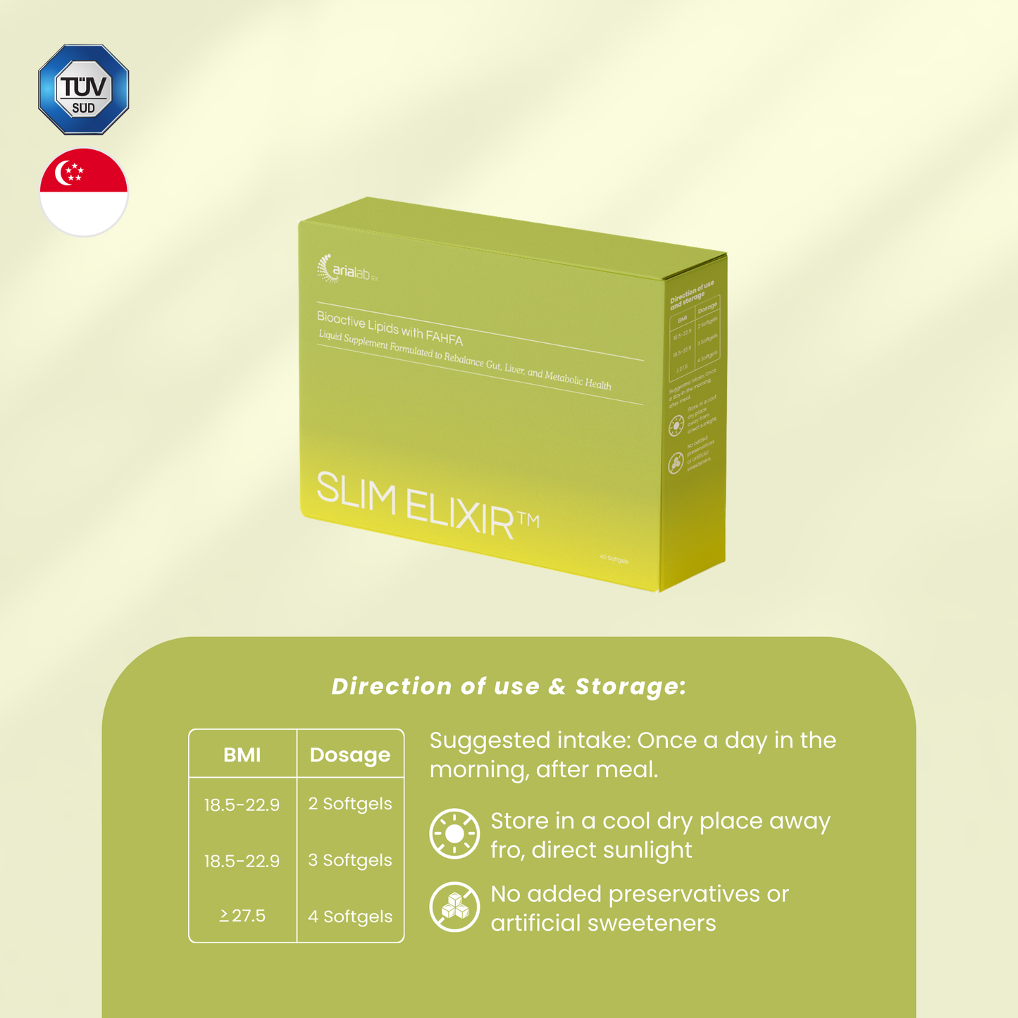 Slim Elixir™ Bioactive Lipids with FAHFA - Licensed from NTU School of Medicine